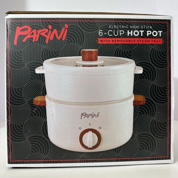 Parini 6-Cup Electric Hot Pot With Removable Steam Tray - Picture 1 of 12